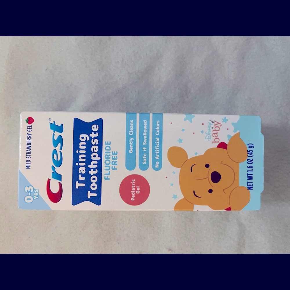 Crest Strawberry Gel Flavored Training Toothpaste.